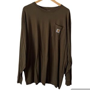 Carhartt Long Sleeve Green Original Fit Pocket Tee Size XL
